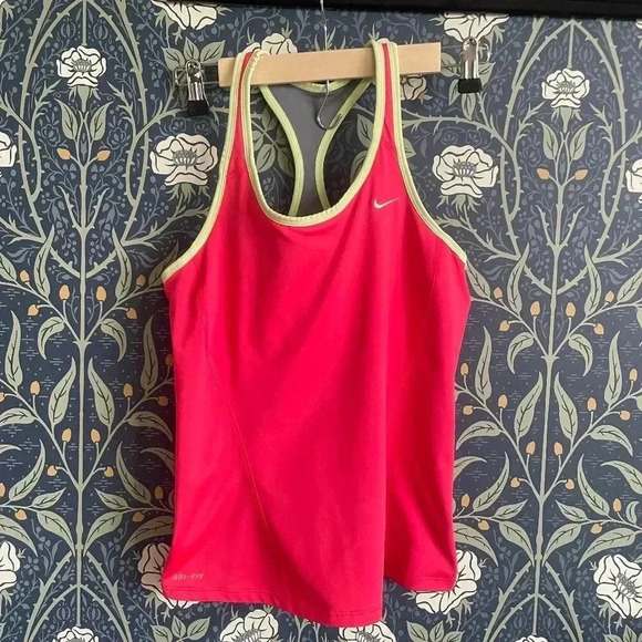 Nike Dri Fit Racerback Built In Sports Bra Tank Pink - Picture 1 of 12